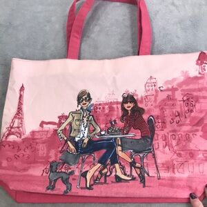 Lancome Pink Water Color Eiffel Tower Tote Bag